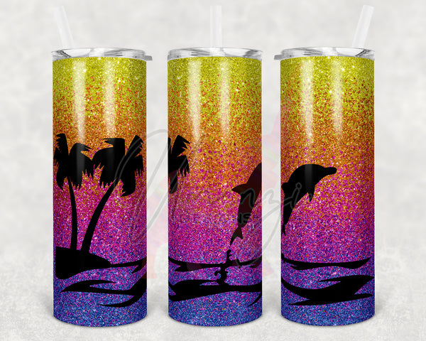 Glitter Dolphin Sunset